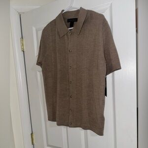 Christian Lacroix Tan 100% Merino Wool Button-Up Shirt